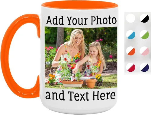 Vista 9 de Taza de café personalizada, taza de café personalizada, taza de cerámica negra de 11 onzas con texto o logotipo, regalo personalizado de doble cara