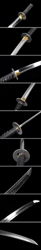 Vista 6 de Katana corta hecha a mano Katana japonesa Wakizashi Samurai Espada T10 Hoja templada de arcilla de acero (20.9 in)