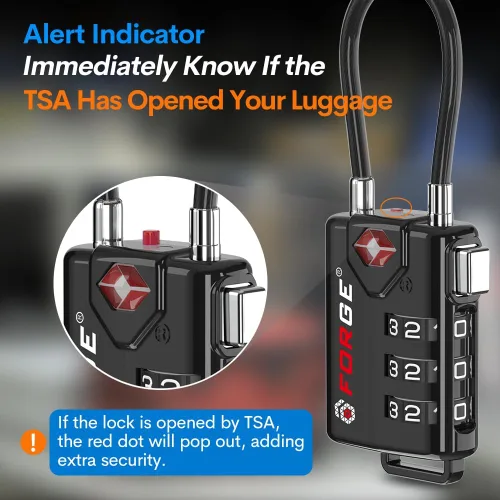 Vista 3 de Cerraduras para equipaje con cable aprobadas por la TSA, combinación reajustable con cuerpo de aleación, Moderno