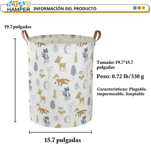 Vista 5 de NTAOHAMPER - Cesta de lavandería, cesta de ropa, caja de almacenamiento impermeable para el dormitorio, cesta organizadora de ropa, caja para Animal