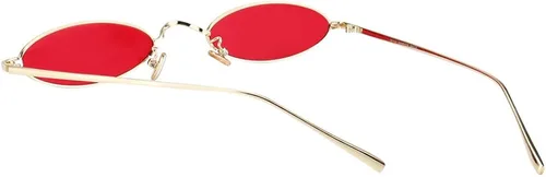 Vista 7 de MEETSUN Gafas de sol ovaladas vintage con marcos de metal pequeños, lentes góticos de diseño