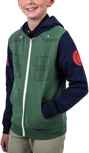 Vista 3 de Bioworld Naruto Anime Classic Kakashi Jonin - Sudadera con capucha para niños con cremallera Multicolor
