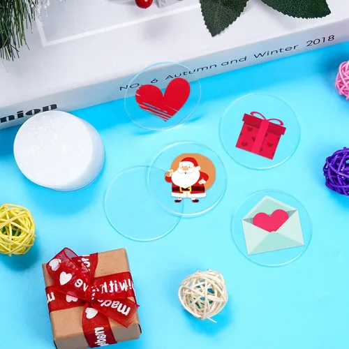 Vista 4 de Tongcloud 50 piezas 5 cm de diámetro hoja de plexiglás de acrílico transparente disco círculo lámina de plástico lámina de plástico tablero