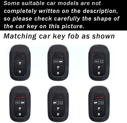 Vista 2 de ontto Funda de cuero para llavero con llavero de metal para llave de automóvil, compatible con Honda Accord Civic HR-V CR-V Pilot Sport SI EX EX-L