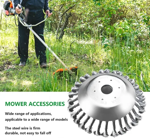 Vista 3 de Cabezal cortador de malezas de alambre de acero giratorio de 8 pulgadas con kit adaptador universal compatible con recortadoras de cuerdas