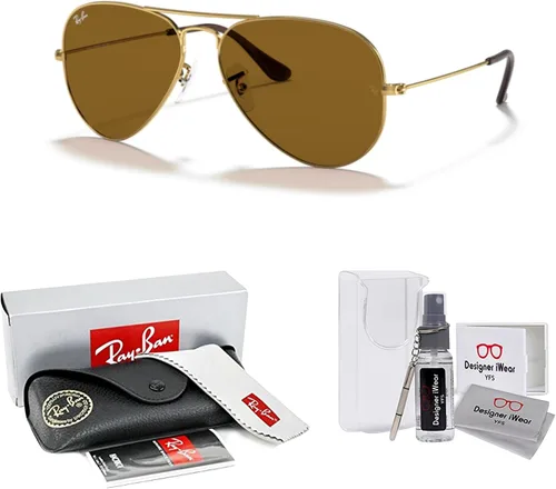 Vista 79 de Ray-Ban RB3025 - Lentes de sol de aviador de metal para hombre y mujer + paquete con kit de cuidado de gafas iWear de diseñador