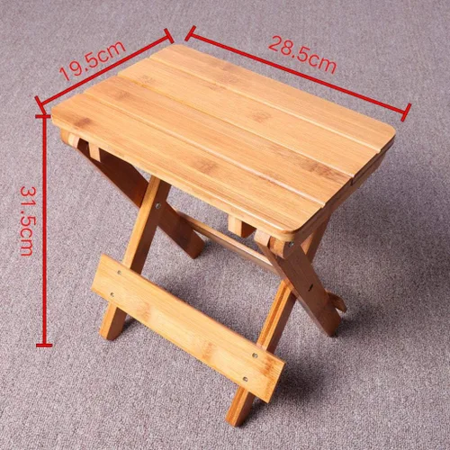 Vista 2 de Taburete plegable de madera de bambú, taburete portátil para el hogar, multifuncional, para baño, sala de estar, dormitorio, lavandería o pesca