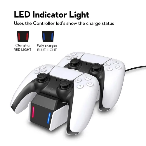 Vista 4 de PS5 Controller Charger Station, PS5 Charging Station with Fast Charging 2nd Generation Compatible with Sony Playstation 5 DualSense Controller