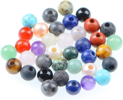 Vista 31 de AD Beads Cuentas de gema natural de 8 mm redondas sueltas con gran agujero de 2,5 mm, 40 piezas (turquesa africana)