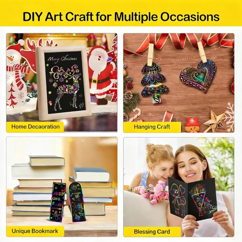 Vista 7 de ZMLM 60Pcs Rainbow Scratch Drawing Art Paper Craft Set for Kids Boys Girls