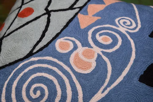 Vista 7 de Klimt - Funda de almohada moderna azul para sofá Almohadas contemporáneas azules Cojín de silla moderno abstracto Almohada moderna