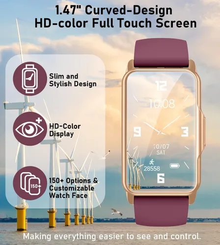Vista 2 de Smart Watch Health Fitness Tracker with 24/7 Heart Rate, Blood Oxygen Blood Pressure Sleep Monitor, 115 Sports Modes, Step Calorie Counter Pedometer