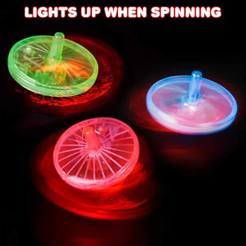 Vista 4 de ArtCreativity Juguetes giratorios iluminados, juego de 12, juguetes giratorios intermitentes con efectos LED, recuerdos de fiesta de cumpleaños