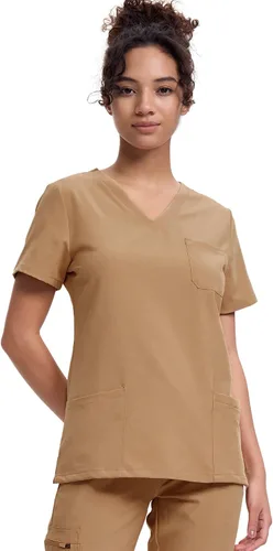 Vista 25 de floralhue Uniformes médicos para mujeres, blusas de uniforme médico suaves con cuello en V, uniforme médico elástico con 4 bolsillos, transpirable