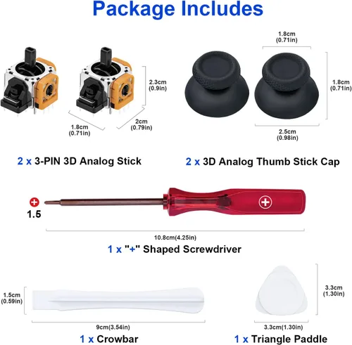Vista 7 de Mcbazel 7 in 1 Joystick Repair Kit for PS5 Controller, 3D Analog Joystick Thumb Sticks Replacement Thumb Caps Grips with Screwdriver and Prying