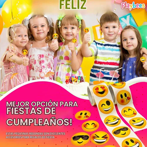 Vista 8 de Playbees Pegatinas de Emoticon - 2 Rollos - Favores de Fiesta para Niños, Premios de Juegos, Juguetes Novedosos, Decoración de Pared, Scrapbooking
