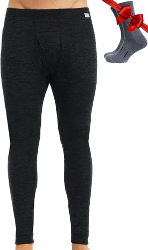 Vista 9 de Pantalón de primera capa de lana merina para hombre, 100% lana merina, peso pesado, medio, ligero, ropa interior térmica Long Johns y calcetines .