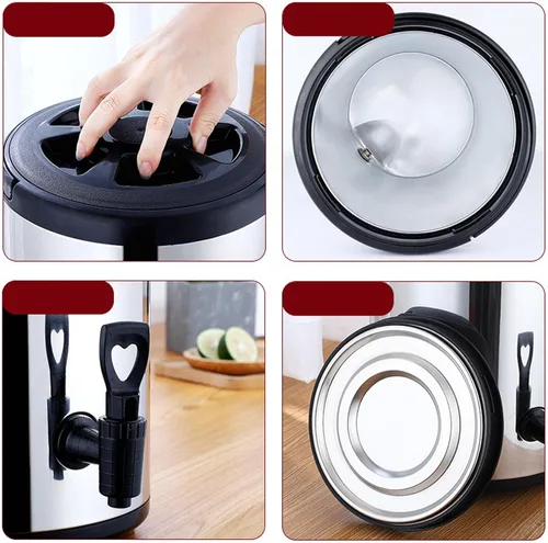 Vista 6 de Dispensador de bebidas aislado, dispensador de bebidas frías y calientes, dispensador de bebidas frías y calientes de acero inoxidable 304