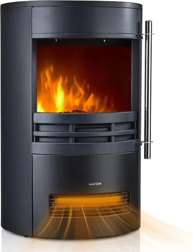 Vista 9 de Calentador eléctrico independiente para estufa de chimenea, 1500 W con efecto de llama LED 3D realista, brillo y termostato ajustables, 2 ajustes