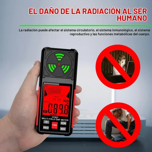 Vista 9 de Medidor EMF, detector de radiación de campo electromagnético portátil 3 en 1, probador EMF de mano para EF, RF, MF, señal WiFi, detector