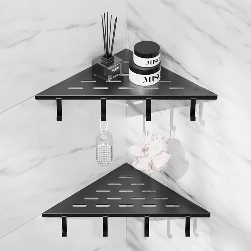 Vista 16 de lives Estante de ducha esquinero con diseño de ranura de 10 pulgadas, estantes de ducha empotrados para pared de azulejos, estantes esquineros