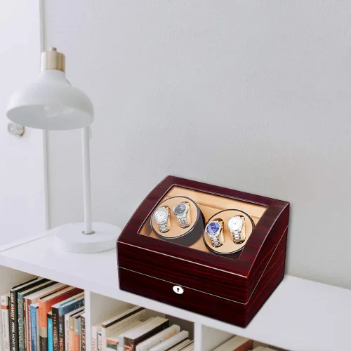 Vista 7 de JQUEEN 4 bobinas automáticas de reloj con 6 cajas de almacenamiento