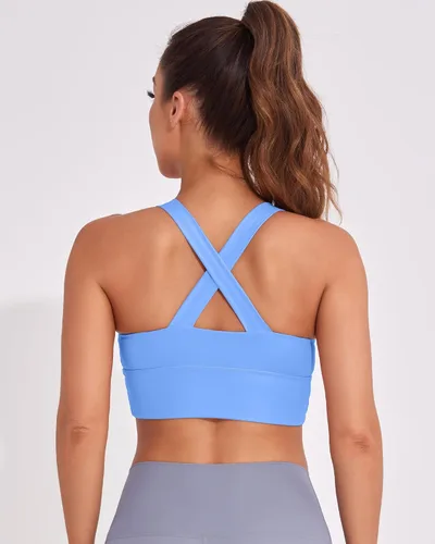 Vista 6 de Longline - Brasier deportivo para mujer, de alto soporte, para entrenamiento, con tirantes, para yoga, camiseta sin mangas, ropa deportiva cruzada