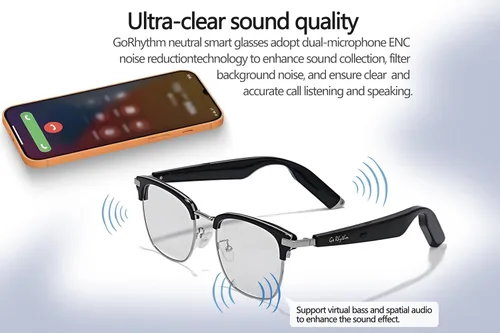 Vista 6 de Lentes inteligentes AI con gafas de seguridad Bluetooth para el trabajo cara a cara, lentes de traducción inalámbrica AI y traducción de llamadas