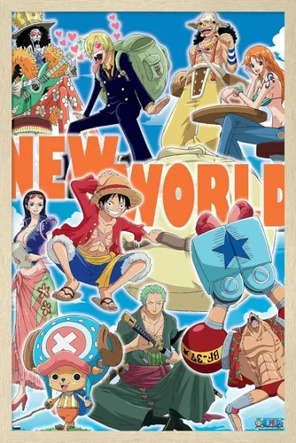 Vista 7 de Trends International One Piece - Póster de pared New World, 22.4 pulgadas de largo x 14.7 pulgadas, versión enmarcada en madera de granero