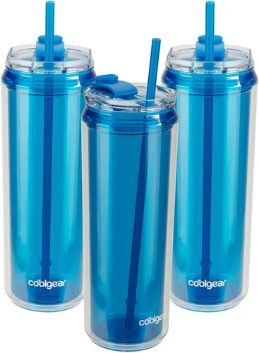 Vista 15 de COOL GEAR Paquete de 3 vasos modernos de 22 onzas con popote reutilizable, apto para lavavajillas, apto para vasos, a prueba de derrames, vaso