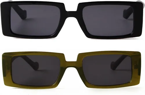 Vista 2 de Gafas de sol GIFIORE rectangulares para mujer, gafas de sol modernas estilo retro, gafas con montura ancha y con protección UV400