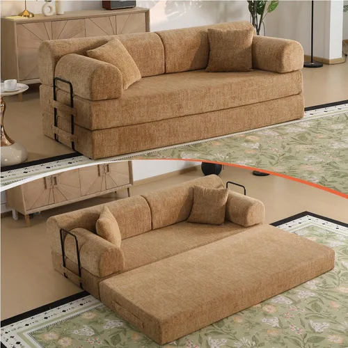 Vista 33 de Sofá cama de espuma viscoelástica de 79 pulgadas, futón convertible con reposacabezas alto, sofá sin hueso Negro