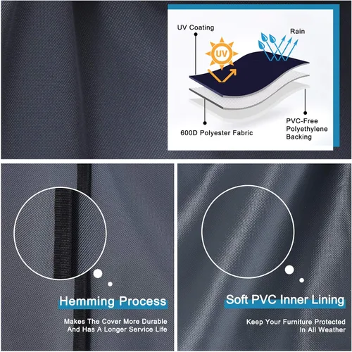 Vista 5 de ABCCANOPY Funda para silla de patio, apilable, impermeable, para exteriores, duradera, resistente a los rayos UV, de poliéster, funda para muebles