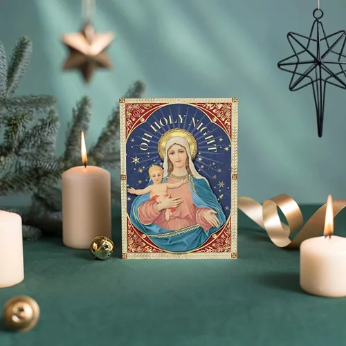 Vista 3 de Punch Studio Oh Holy Night Mary - Tarjetas dimensionales en caja con 12 tarjetas adornadas y sobres (57749)