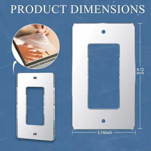 Vista 2 de 10 Placas de Interruptor de Luz con Espejo Basculante Individual 4.72" X 2.91" Cubierta de Interruptor de Luz Durable Placas de Pared Decorativas