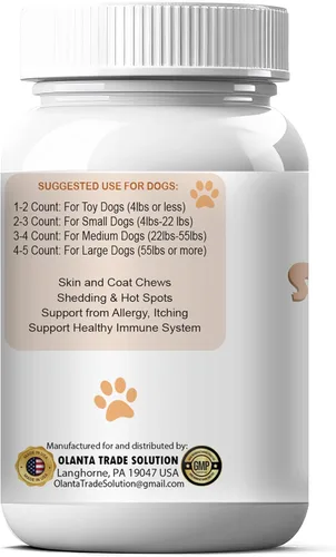 Vista 3 de Masticables suaves para piel y pelaje Omega para perros, quercetina, zinc y biotina para piel y pelaje de perros, suplemento de vitamina E