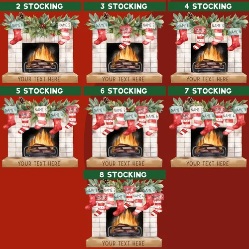 Vista 4 de Adornos familiares personalizados de Navidad 2026, hasta 7 nombres, adorno personalizado para chimenea con nombres, adorno para árbol de Navidad