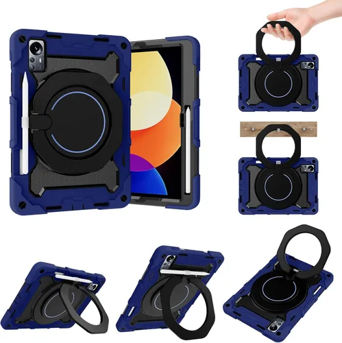 Vista 9 de Funda de silicona para tablet Xiaomi Mi Pad 5 Pro de 12.4 pulgadas, a prueba de golpes con soporte para lápices, correa para el hombro, soporte