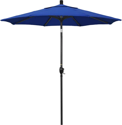 Vista 14 de California Umbrella Sombrilla redonda de aluminio de 7.5 pies, manivela para elevación, botón de inclinación, poste negro, azul marino Pacífica