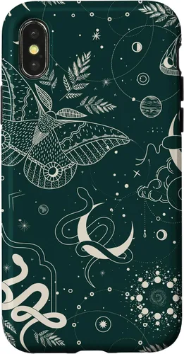 Vista 5 de Dark Green Mystical Witchcore Celestial Night Moth & Snake Case para iPhone 16