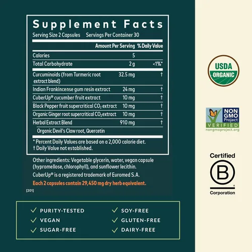 Vista 3 de Gaia Herbs Turmeric Supreme Joint Health - Suplemento de apoyo articular con pepino, quercetina, pimienta negra, raíz de jengibre, curcuminoides