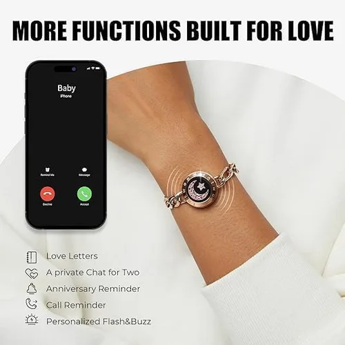 Vista 3 de TOTWOO Touch Bracelets for Couples, Vibration & Light up for Love Couples Long Distance Relationship Gifts for Girlfriend Bluetooth Pairing Jewelry