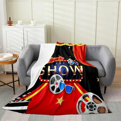Vista 23 de Feelyou Manta de felpa para cine, manta de franela con patrón de palomitas de maíz para niños, niñas, adolescentes, póster de cine para todas