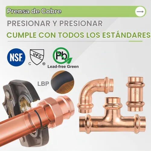 Vista 5 de Copper Pro - Juego de 15 accesorios de prensa de cobre para fontanería resistentes de 1/2 pulgada