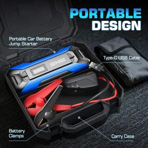 Vista 6 de DNA MOTORING 12V 1500A 15000 mAh Arrancador de batería portátil para auto, paquete de cargadores de batería, caja de puente, para hasta 7.0L de gas