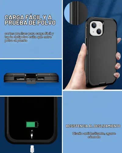 Vista 7 de Funda para iPhone 13 (6.1 pulgadas), con 2 protectores de pantalla de vidrio templado