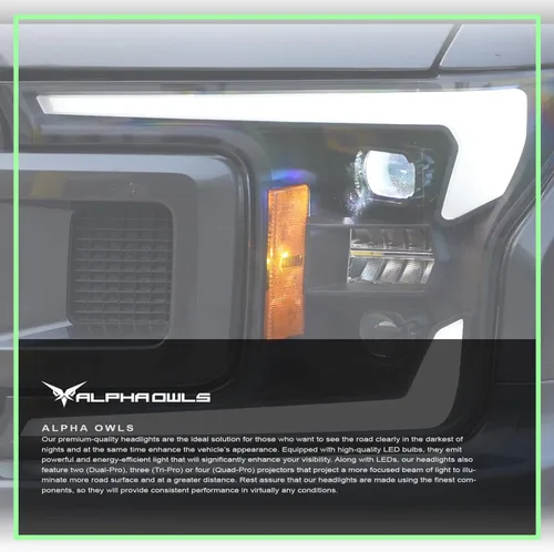 Vista 7 de Alpha Owls 8711231 Elite Series - Faros delanteros de proyector LED completo con barra de luz LED secuencial Switchback - Ámbar negro con bisel