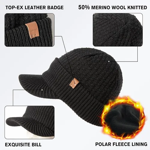 Vista 5 de LXLXXL 50% lana merinolana impermeable todo tipo de clima gorro forro polar