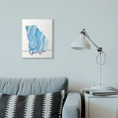 Vista 7 de Stupell Industries 'Georgia Agate Blue US State Design' Arte de placa de pared