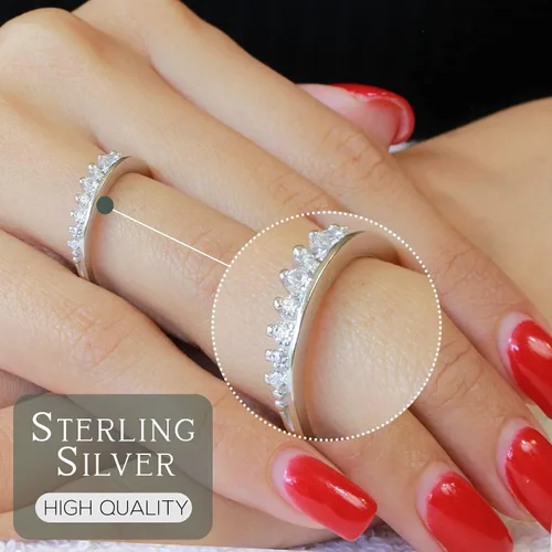 Vista 2 de CloseoutWarehouse Anillo de plata de ley con circonita cúbica (opciones de color, tamaños 3-15)